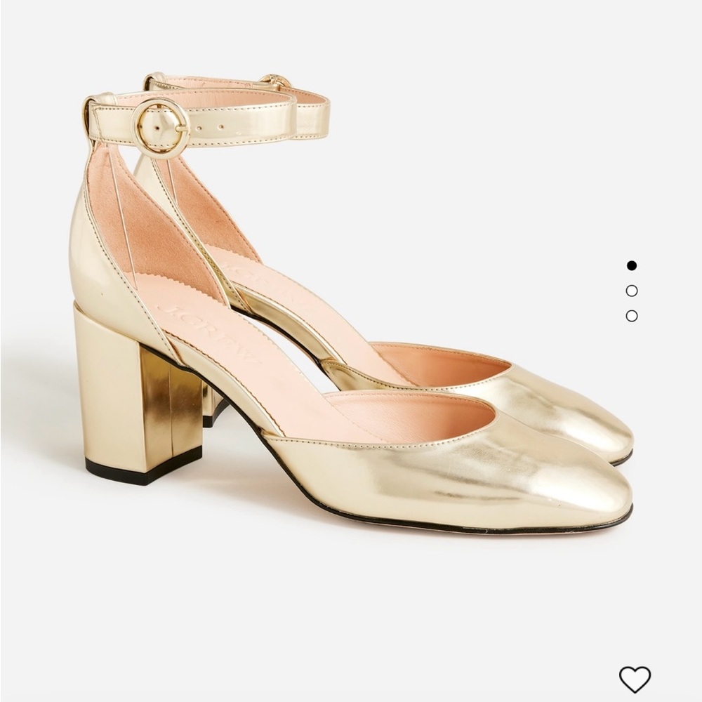 Gold Ankle Strap Block Heel JCrew